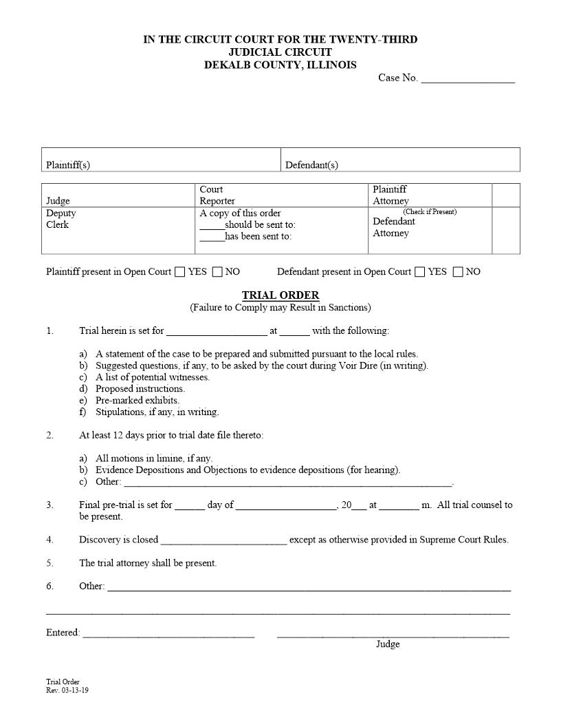 Trial Order | Pdf Fpdf Doc Docx | Illinois