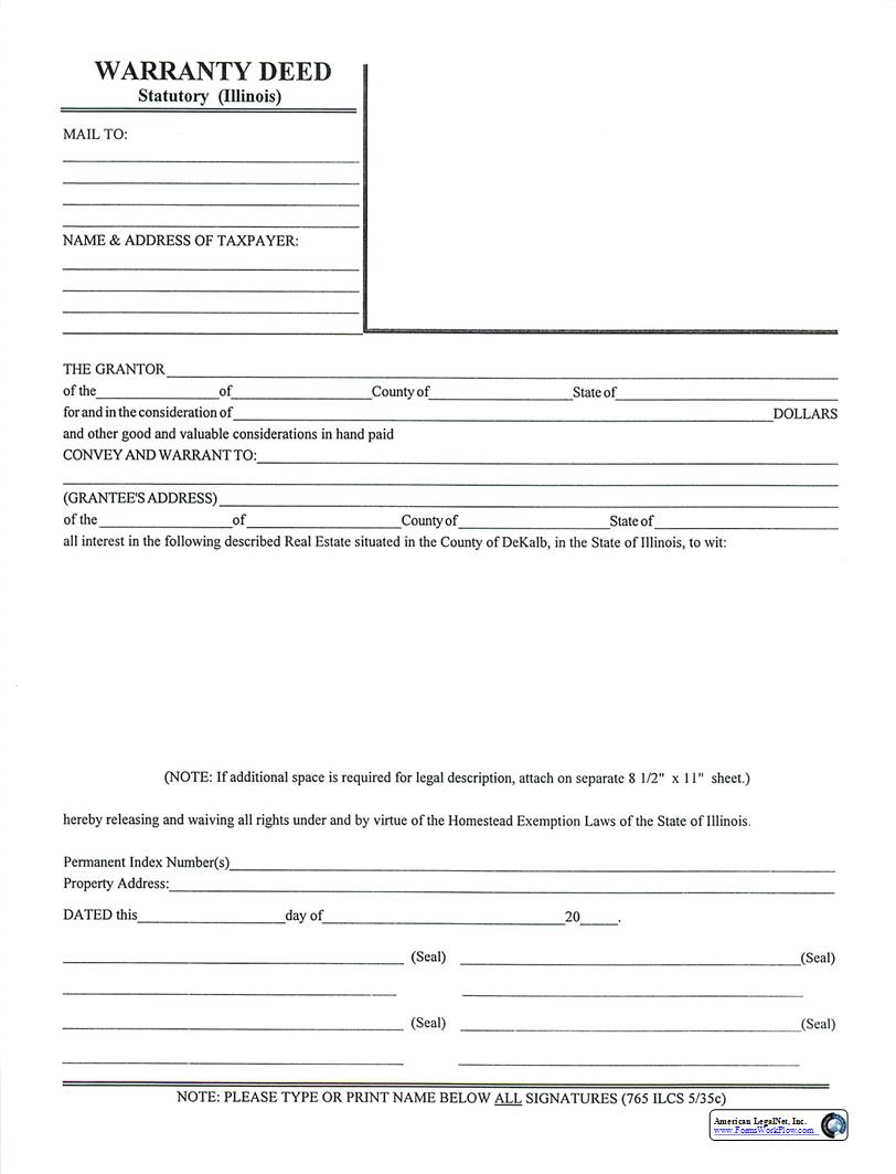 Warranty Deed Statutory | Pdf Fpdf Docx | Illinois