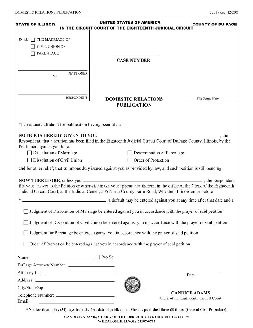 Domestic Relations Publication {3251} | Pdf Fpdf Doc Docx | Illinois