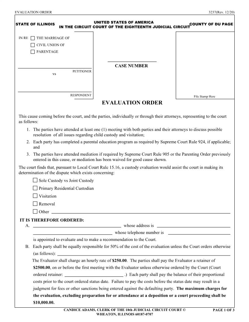 Evaluation Order {3237} | Pdf Fpdf Docx | Illinois