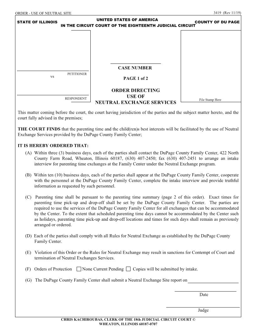 Order Directing Use Of Neutral Exchange Services {3419} | Pdf Fpdf Docx | Illinois