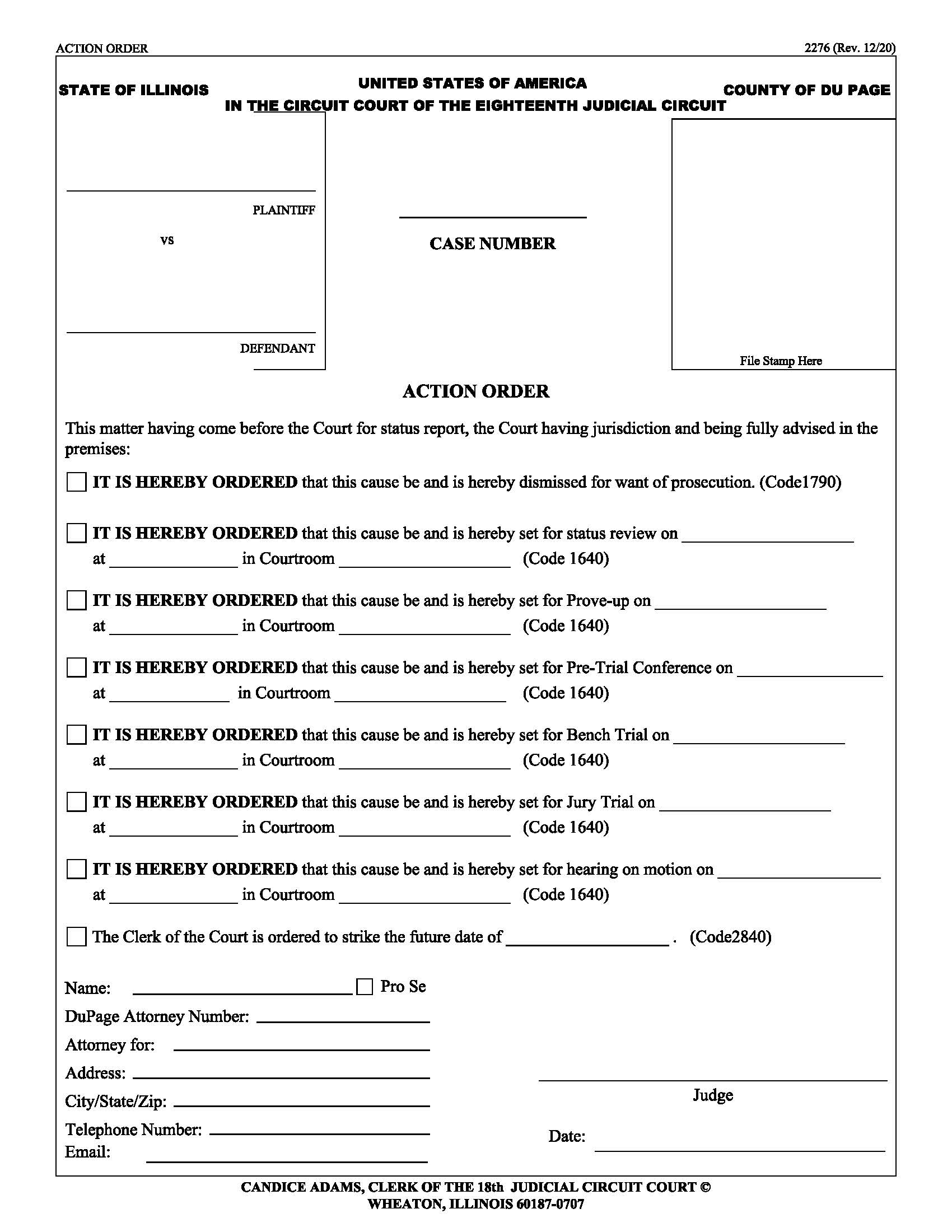 Action Order {2276} | Pdf Fpdf Doc Docx | Illinois