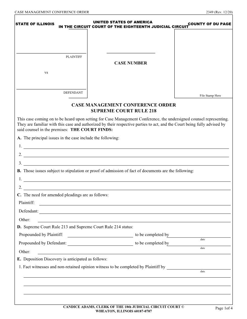Case Management Conference Order {2349} | Pdf Fpdf Doc Docx | Illinois