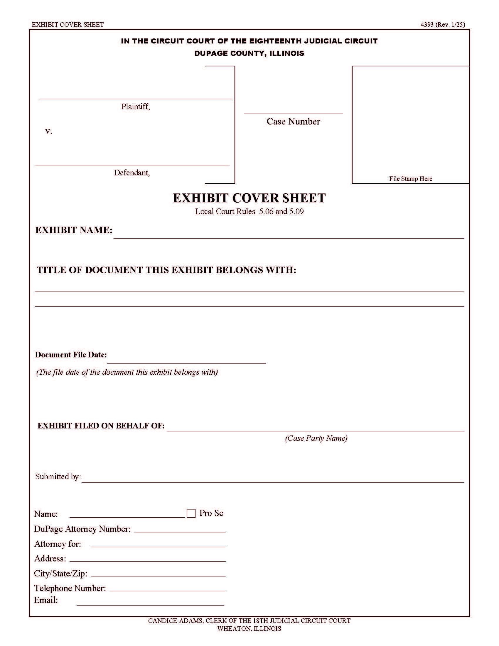 Exhibit Cover Sheet {4393} | Pdf Fpdf Docx | Illinois