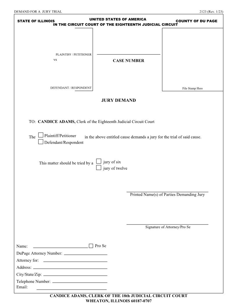 Jury Demand {2123} | Pdf Fpdf Doc Docx | Illinois