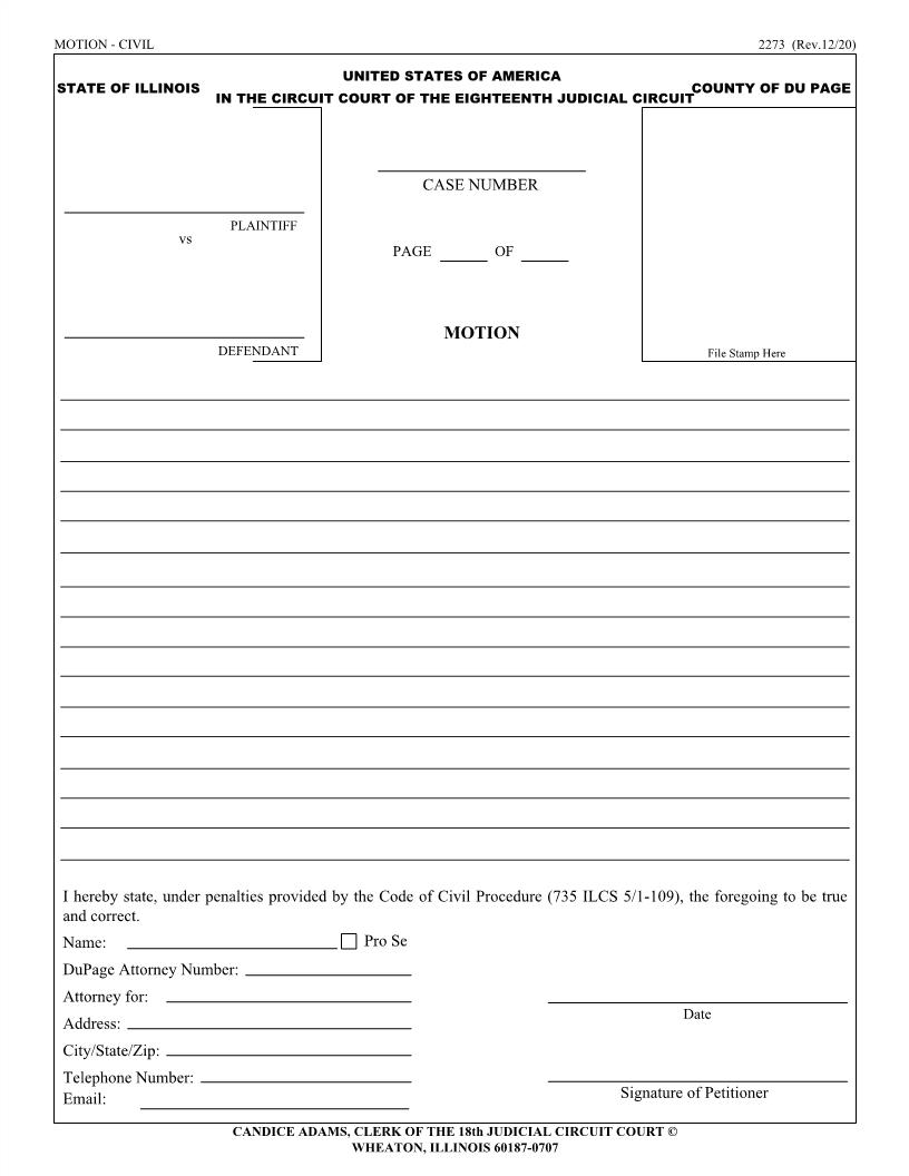 Motion - Civil {2273} | Pdf Fpdf Doc Docx | Illinois