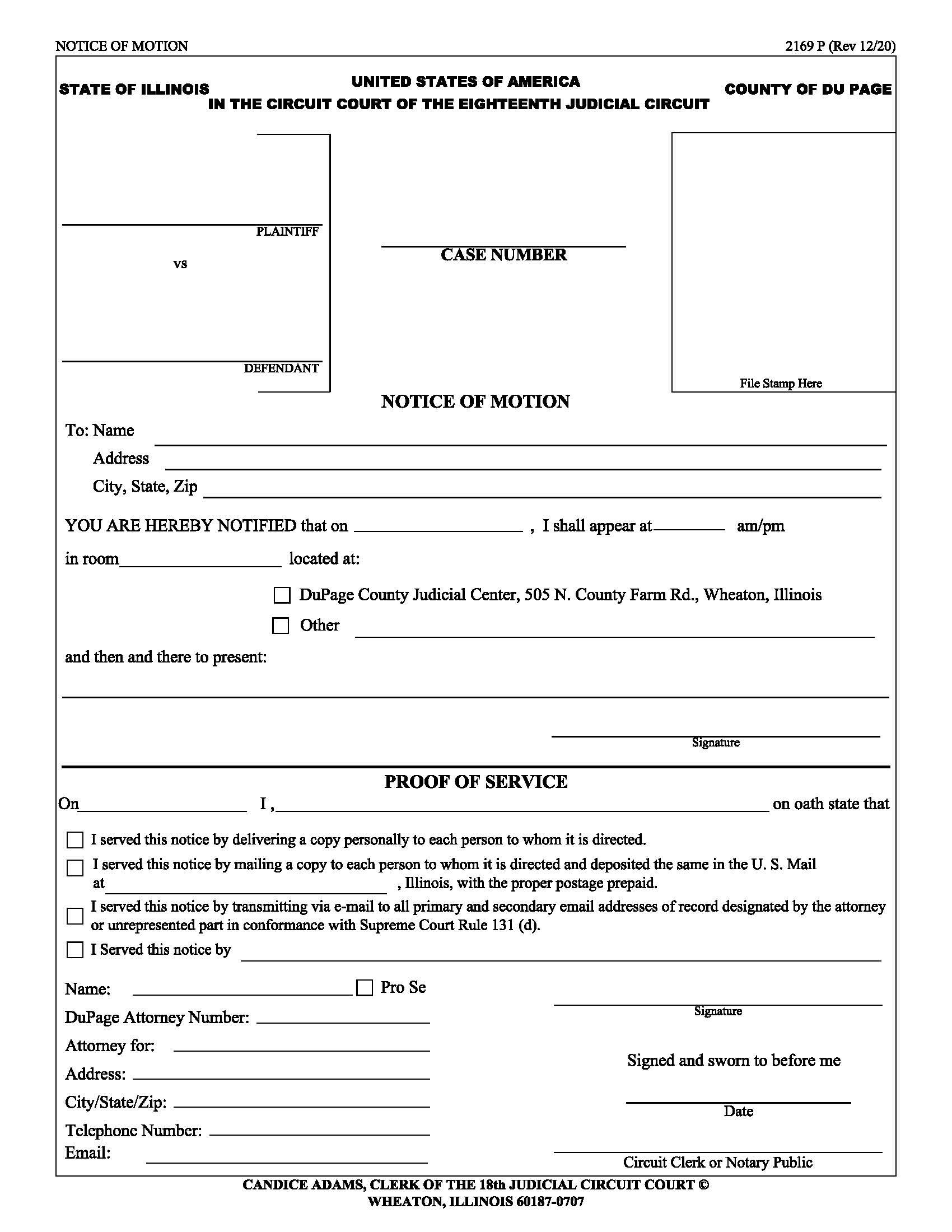 Notice Of Motion {2169 P} | Pdf Fpdf Docx | Illinois