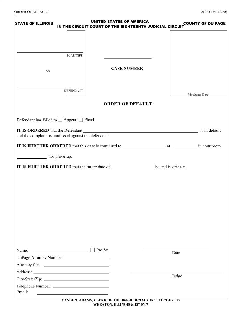 Order Of Default {2122} | Pdf Fpdf Doc Docx | Illinois
