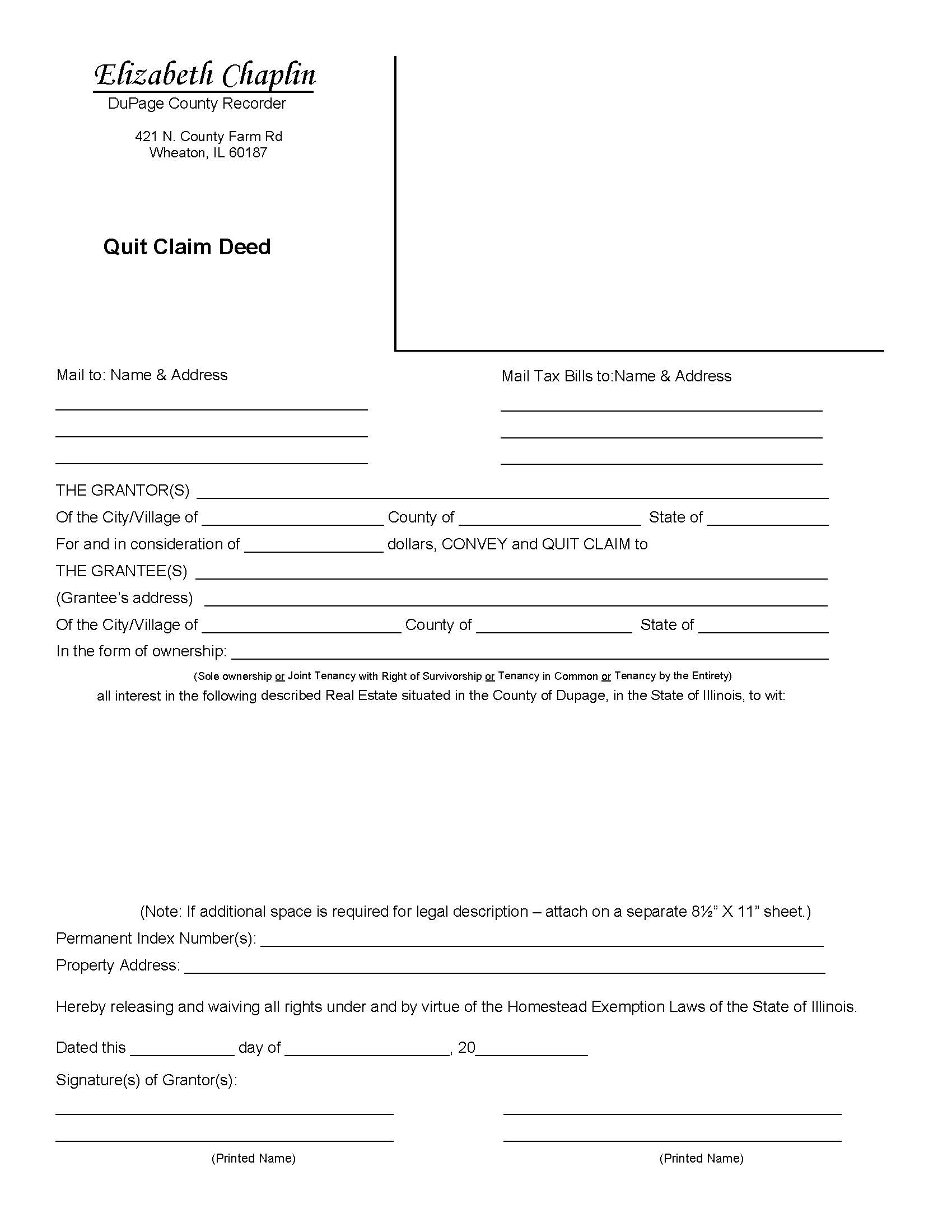 Quit Claim Deed | Pdf Fpdf Docx | Illinois