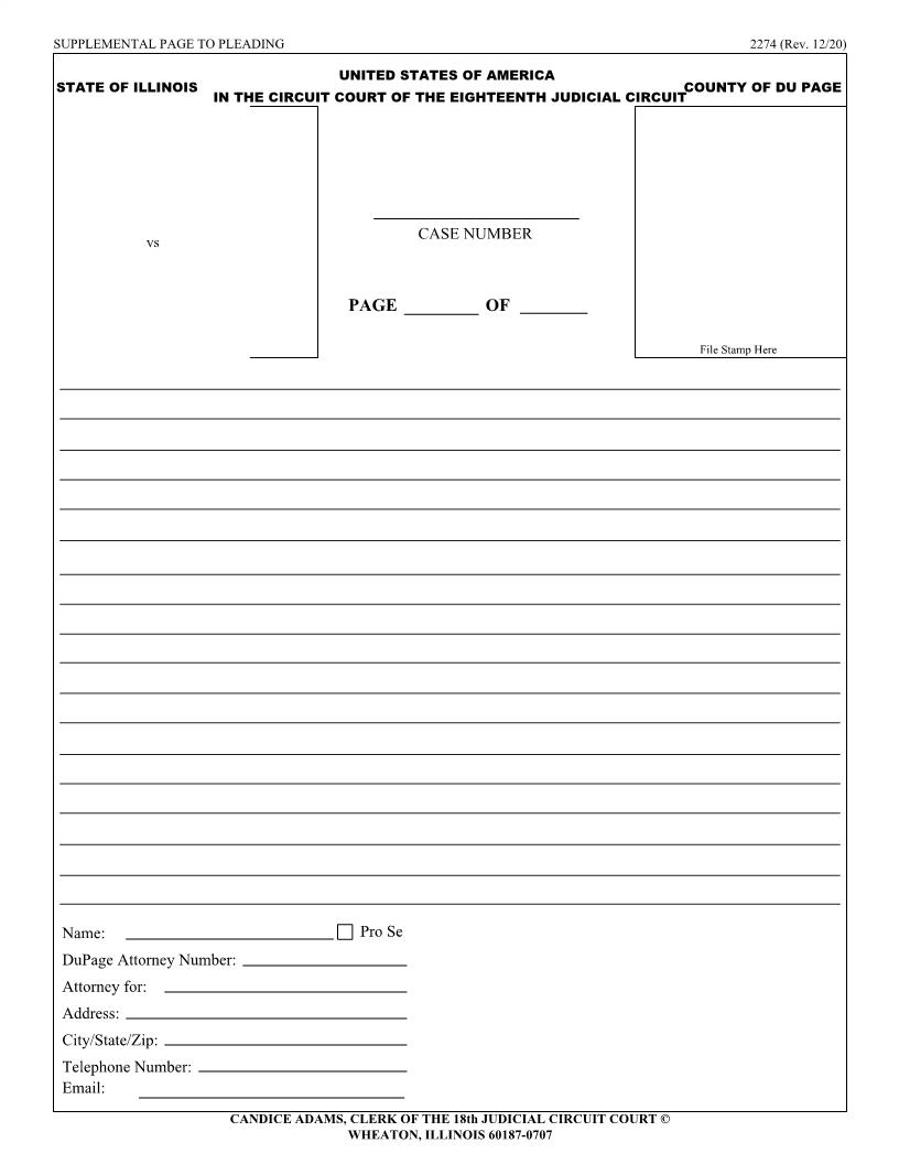 Supplemental Page To Pleading {2274} | Pdf Fpdf Doc Docx | Illinois