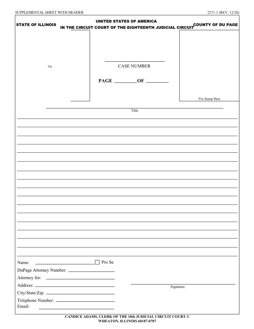 Supplemental Sheet With Header {2271-1} | Pdf Fpdf Doc Docx | Illinois