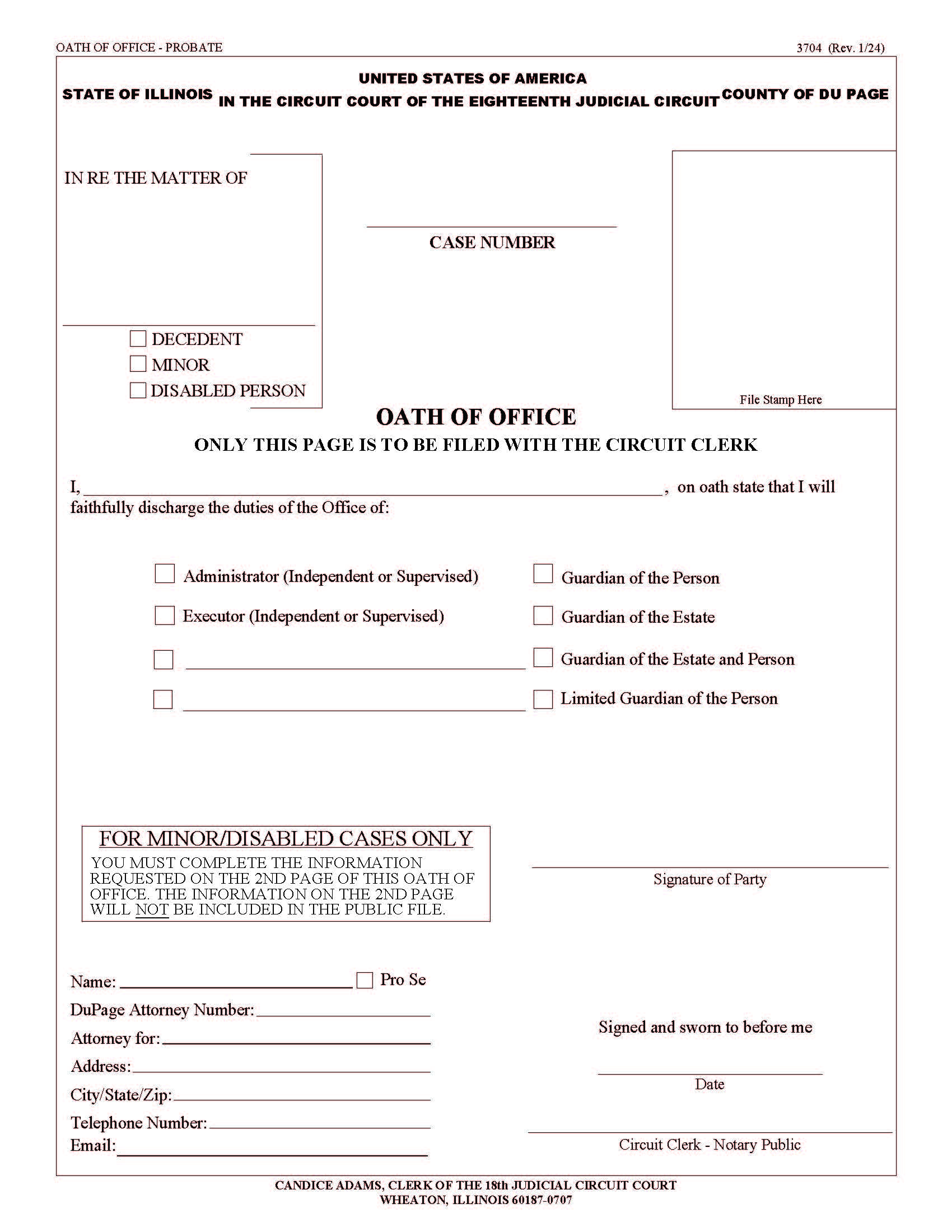 Oath Of Office {3704} | Pdf Fpdf Docx | Illinois