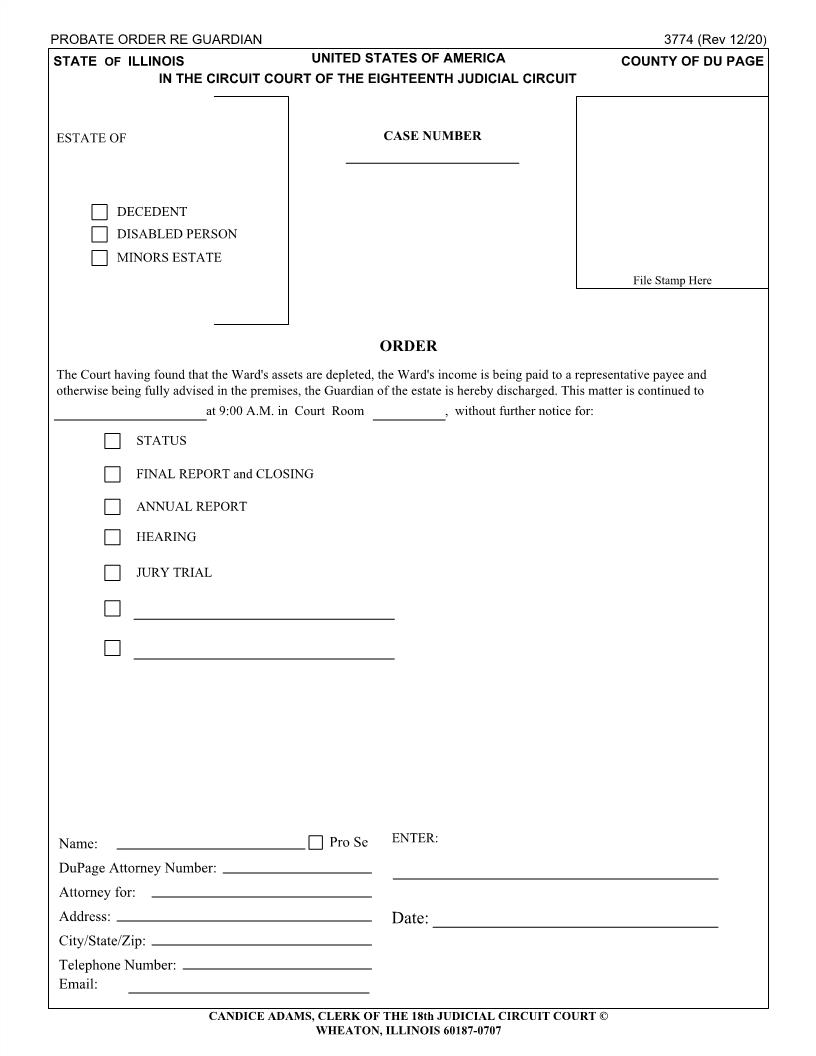 Probate Order Re Guardian {3774} | Pdf Fpdf Doc Docx | Illinois