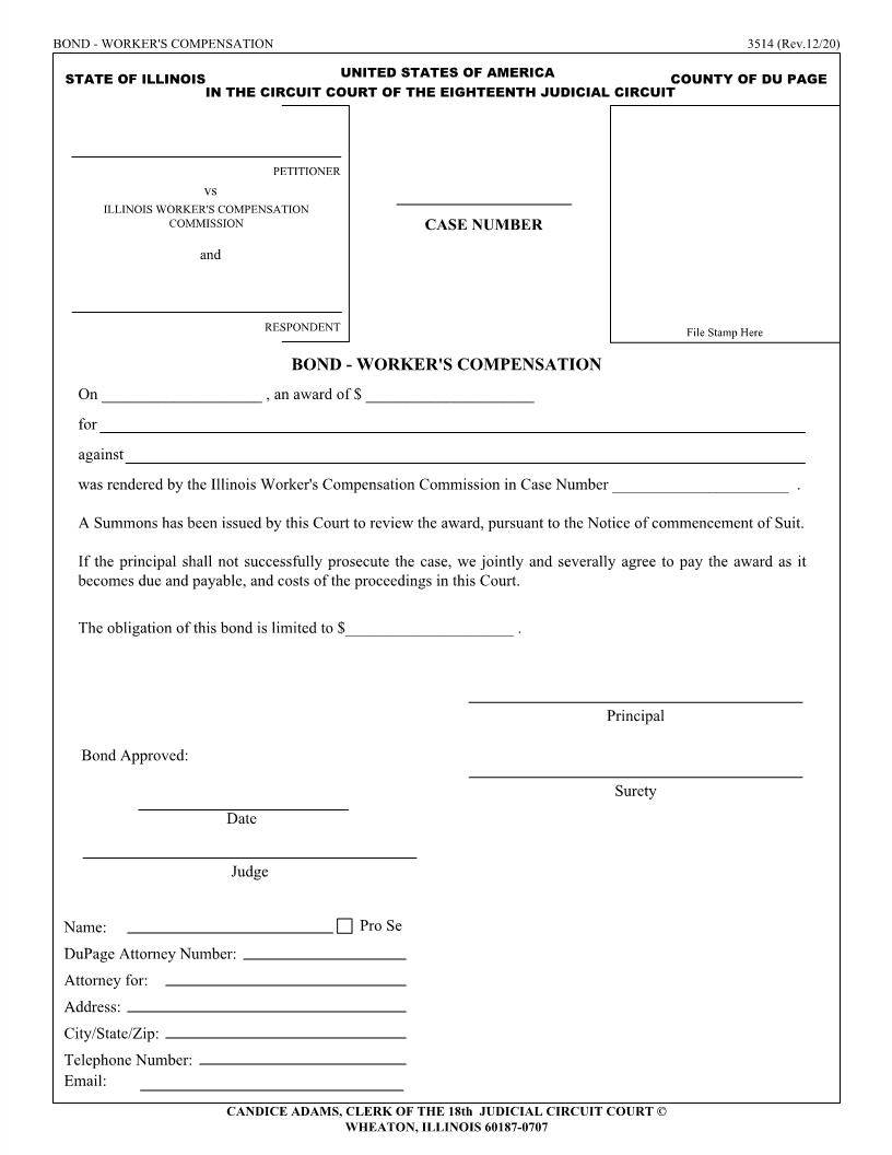 Bond-Workers Compensation {3514} | Pdf Fpdf Doc Docx | Illinois
