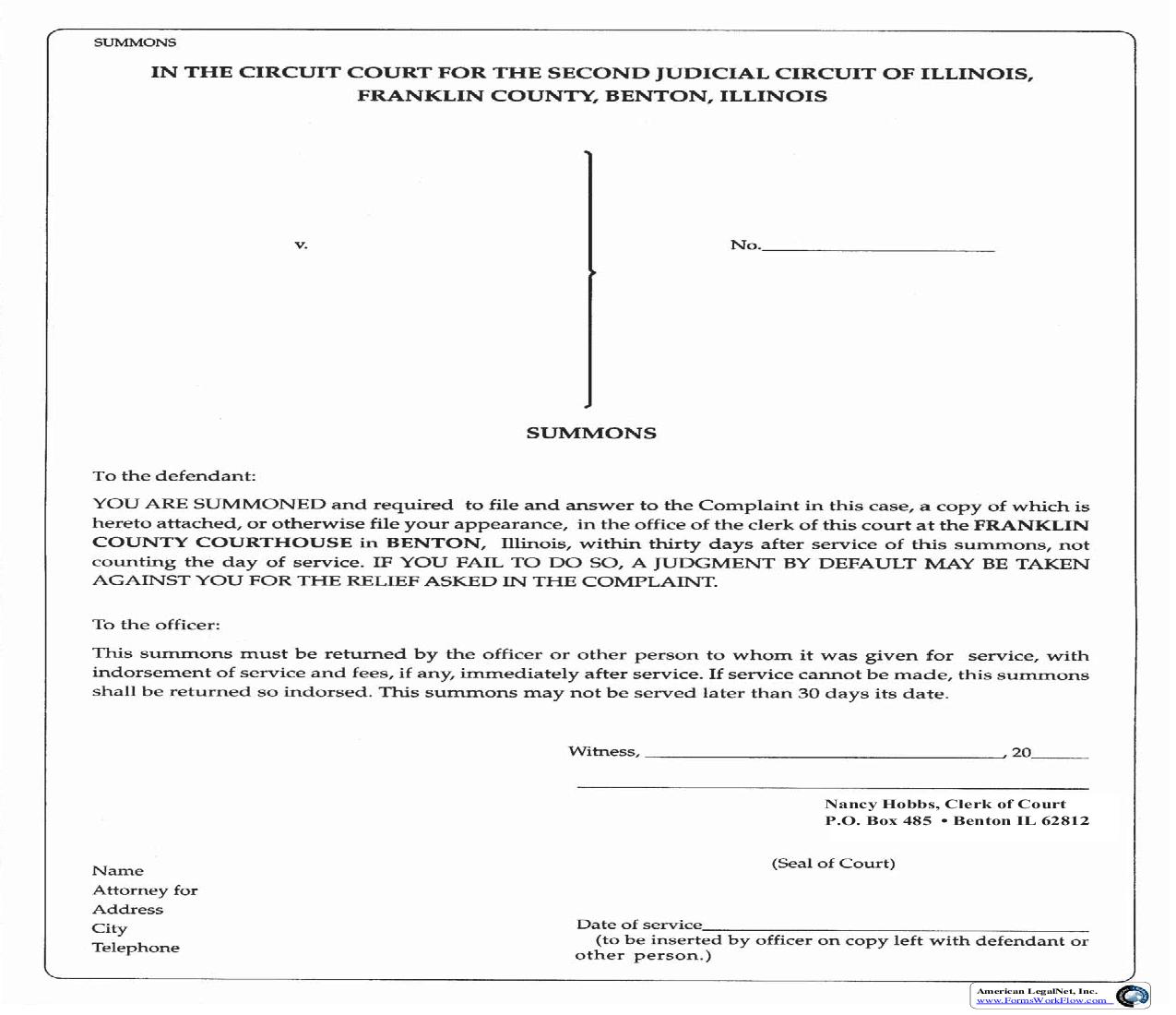 Summons (30 Days) | Pdf Fpdf Doc Docx | Illinois