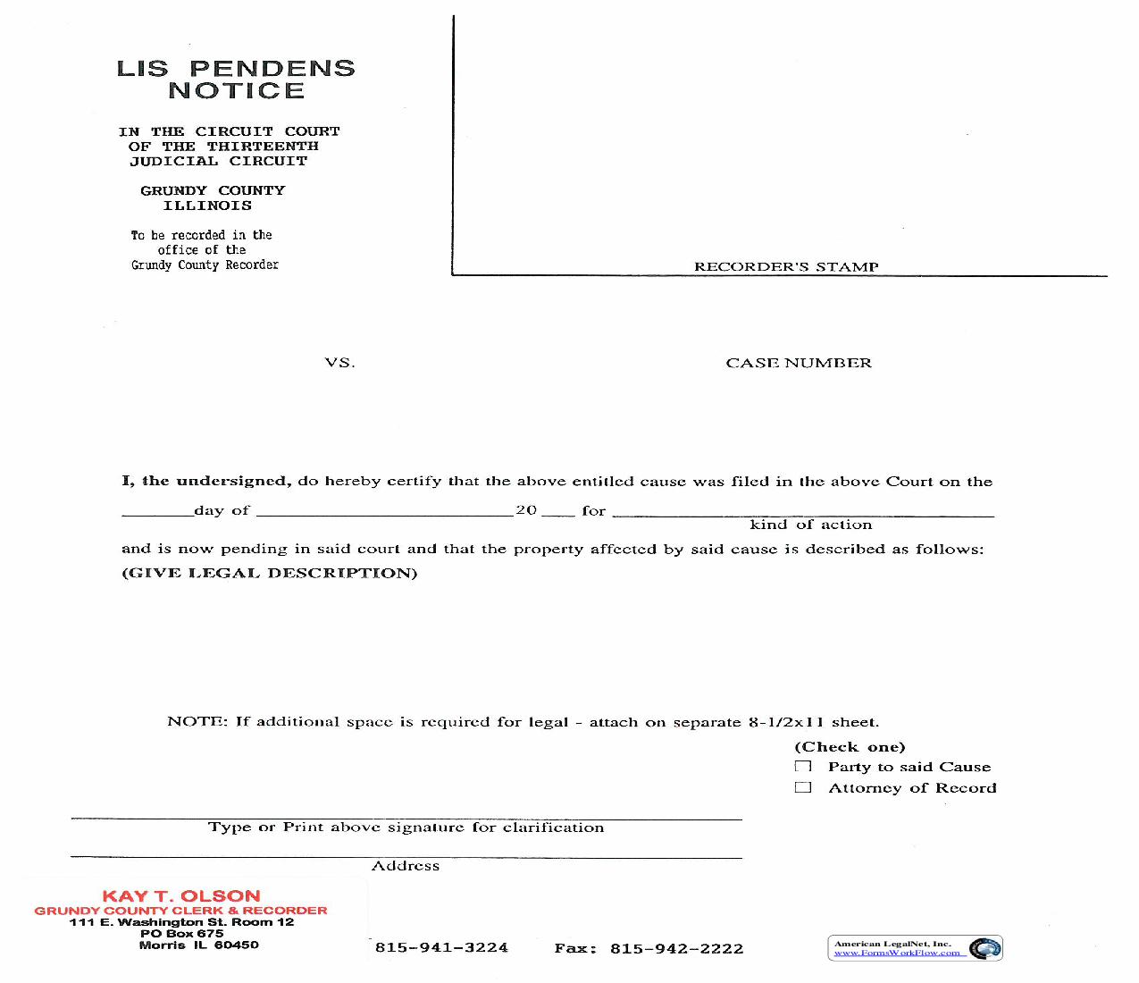 Lis Pendens Notice | Pdf Fpdf Doc Docx | Illinois