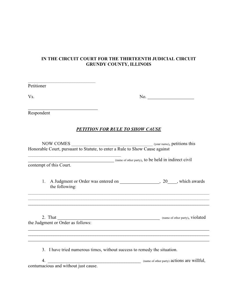 Petition For Rule To Show Cause | Pdf Fpdf Docx | Illinois