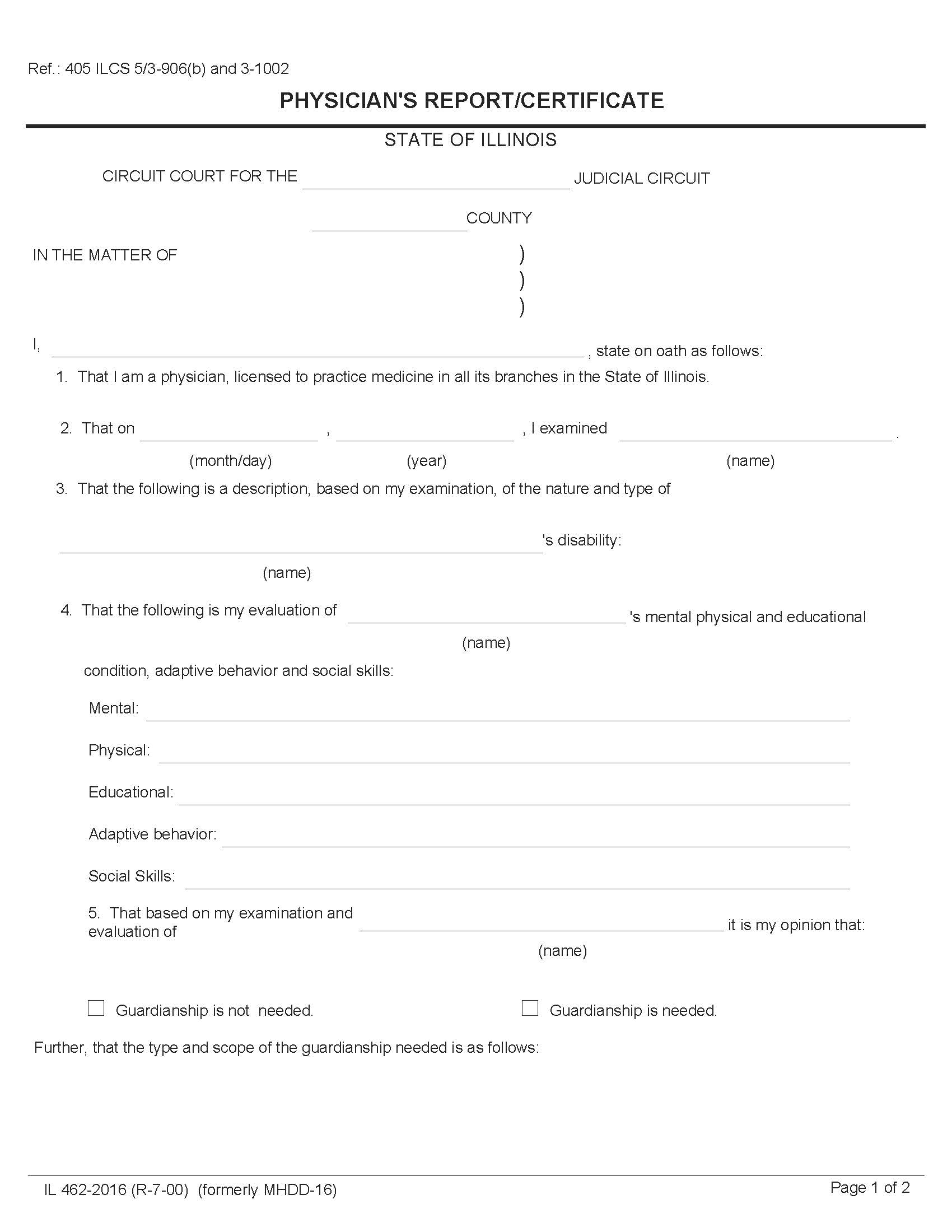 Physicians Report-Certificate | Pdf Fpdf Docx | Illinois