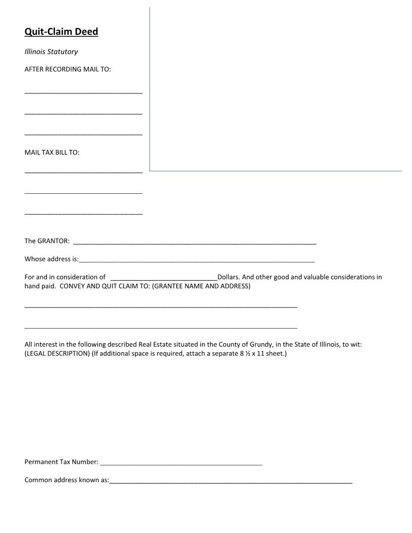Quit Claim Deed Statutory | Pdf Fpdf Docx | Illinois