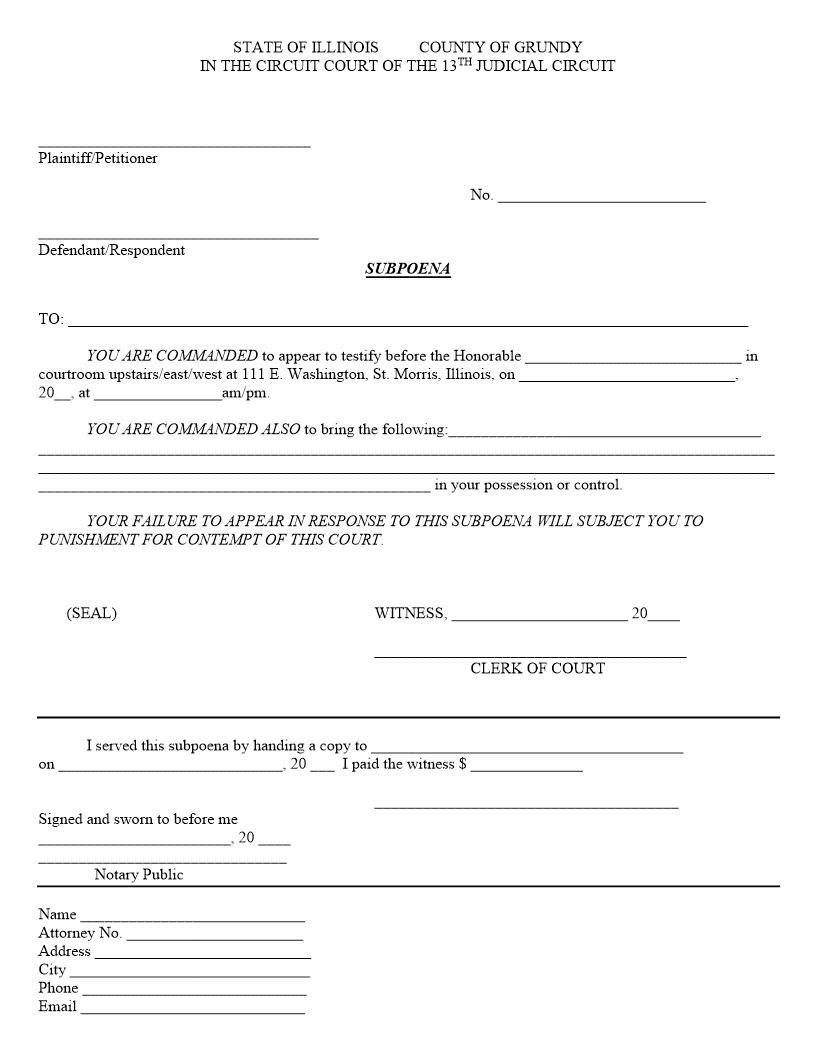 Subpoena | Pdf Fpdf Doc Docx | Illinois