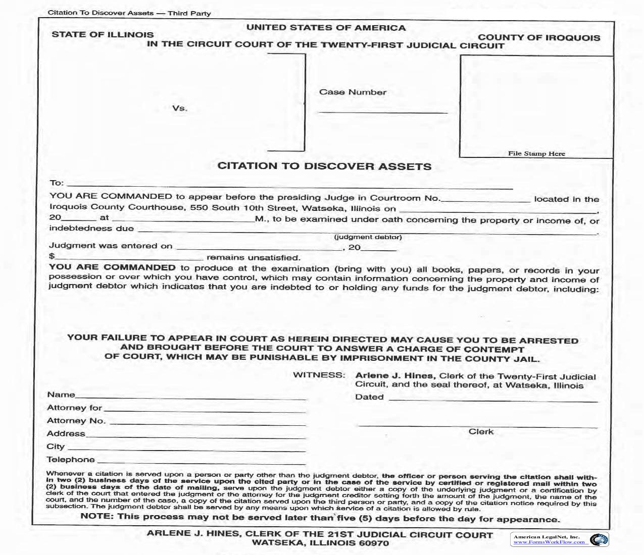 Citation To Discover Assets | Pdf Fpdf Doc Docx | Illinois