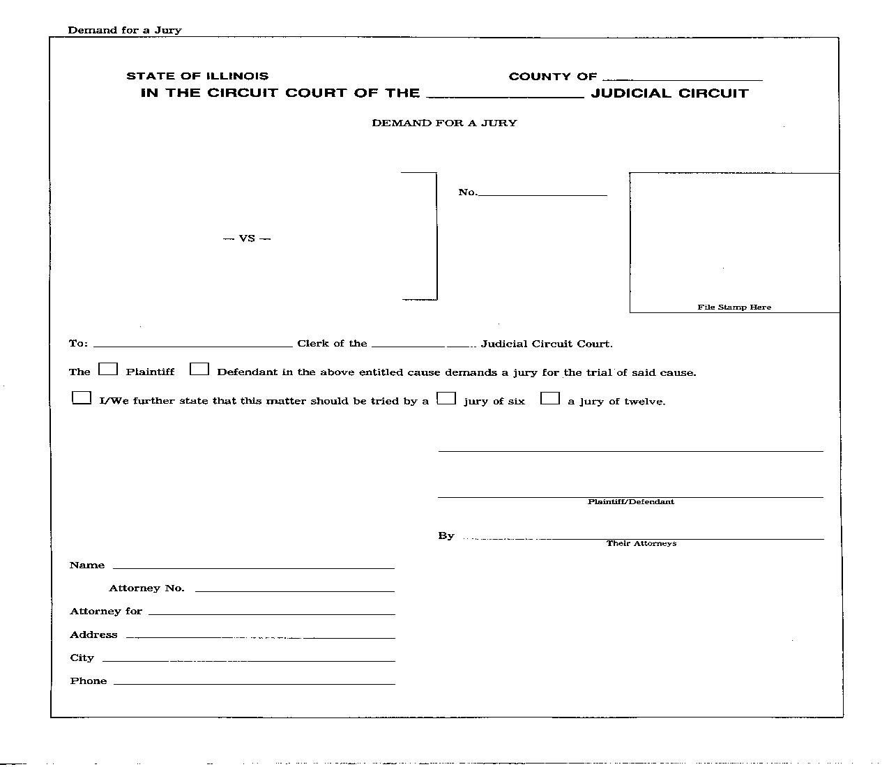 Demand For A Jury | Pdf Fpdf Doc Docx | Illinois