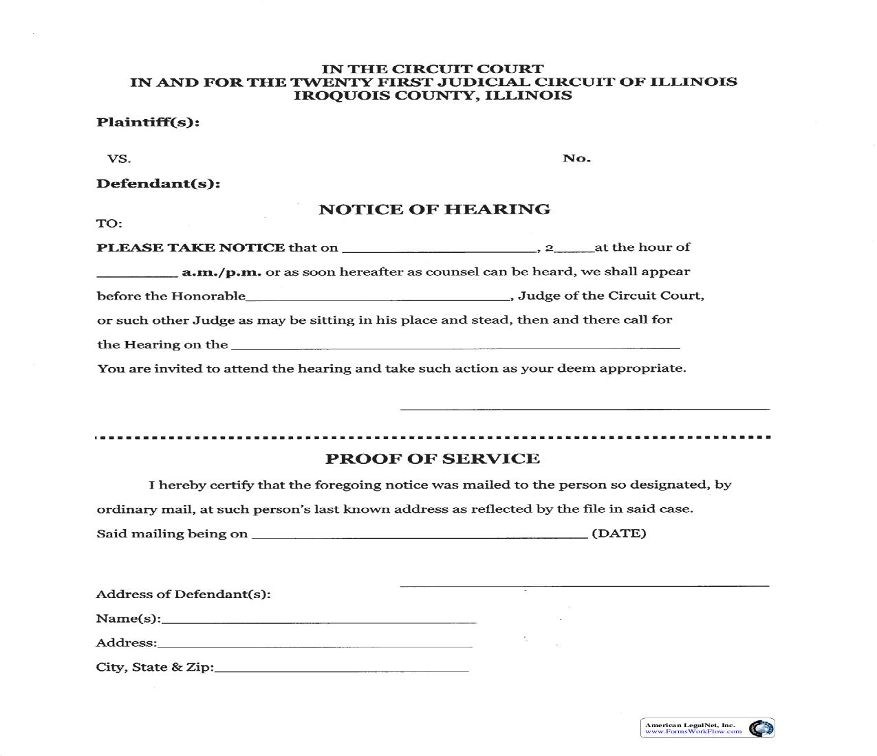Notice Of Hearing | Pdf Fpdf Doc Docx | Illinois