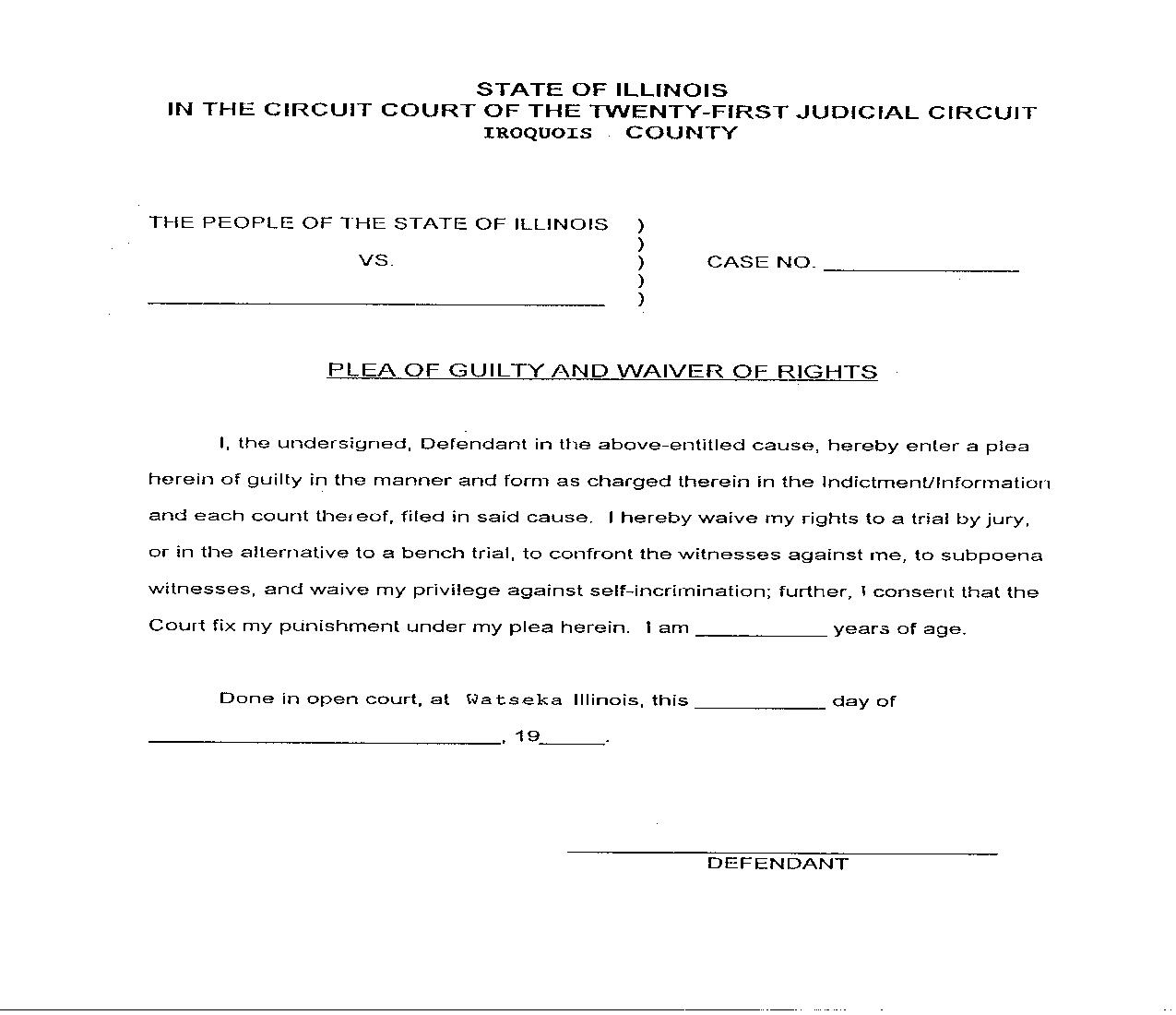 Plea Of Guilty And Waiver Of Rights | Pdf Fpdf Doc Docx | Illinois