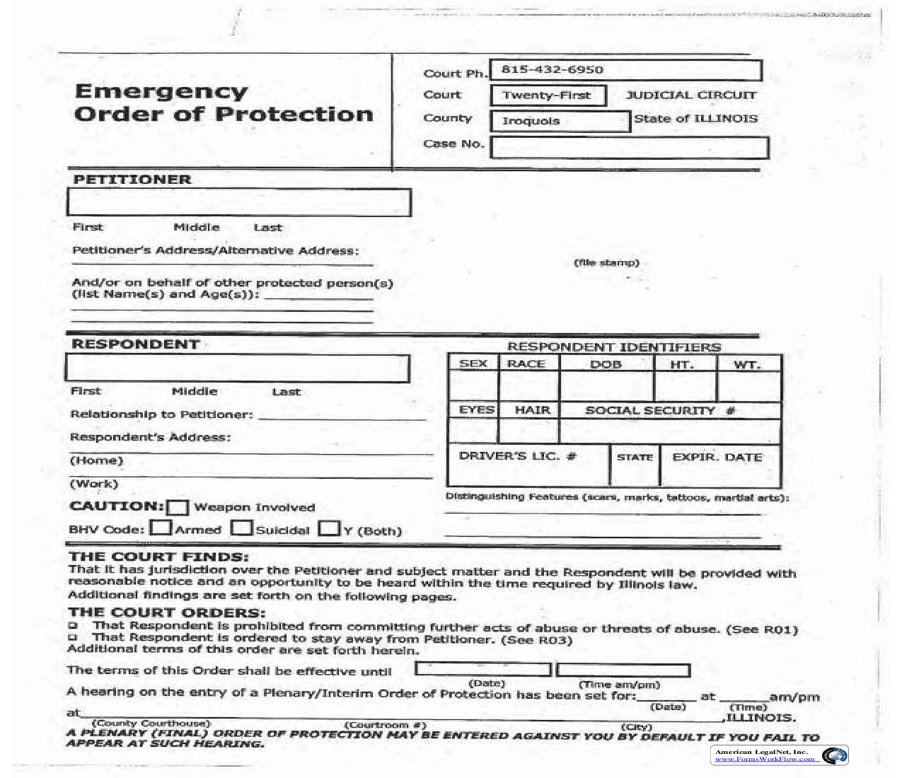 Emergency Order Of Protection | Pdf Fpdf Doc Docx | Illinois