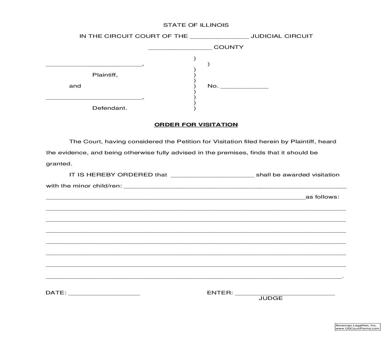 Order For Visitation |  | Illinois