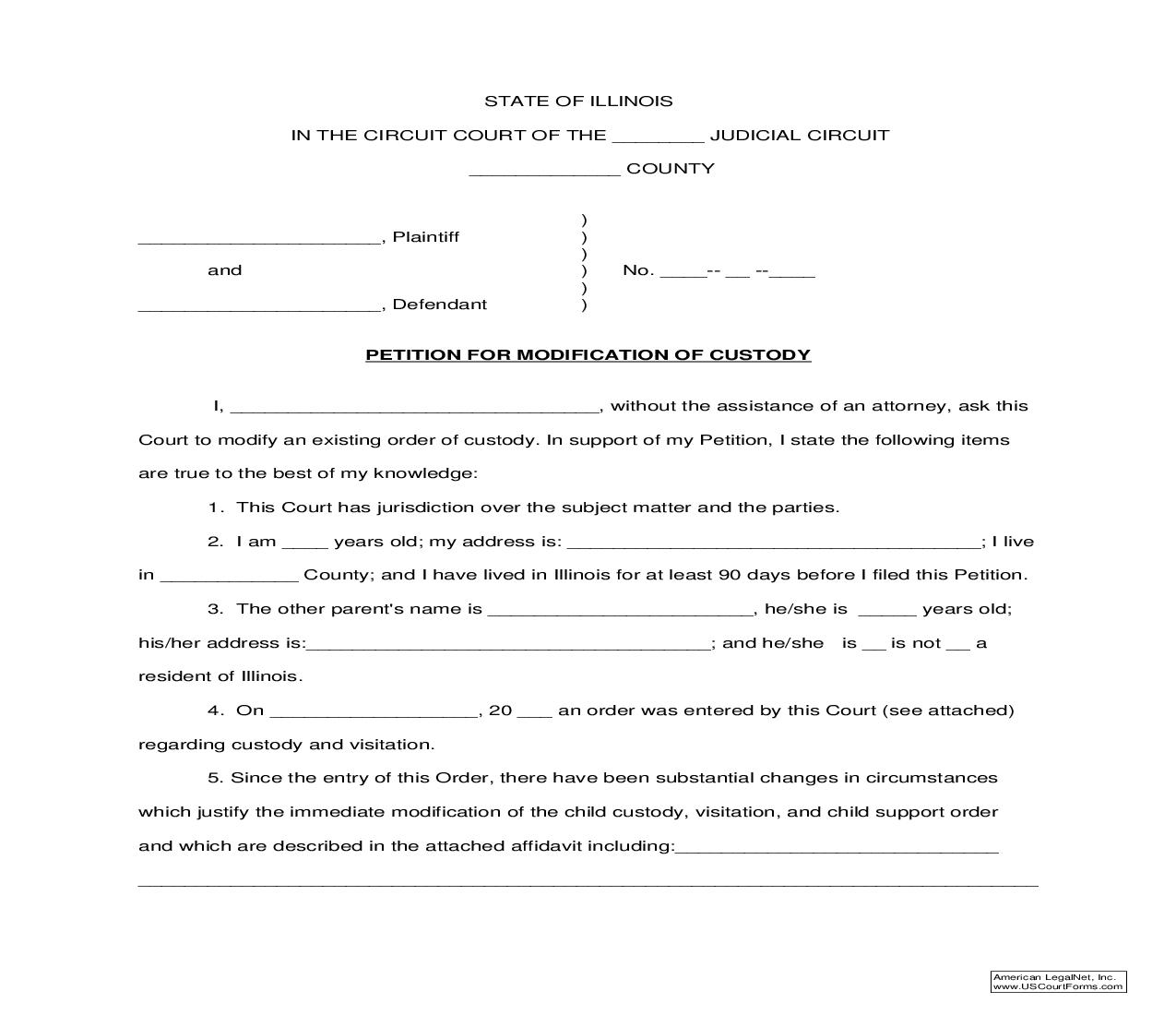 Petition For Modification Of Custody |  | Illinois