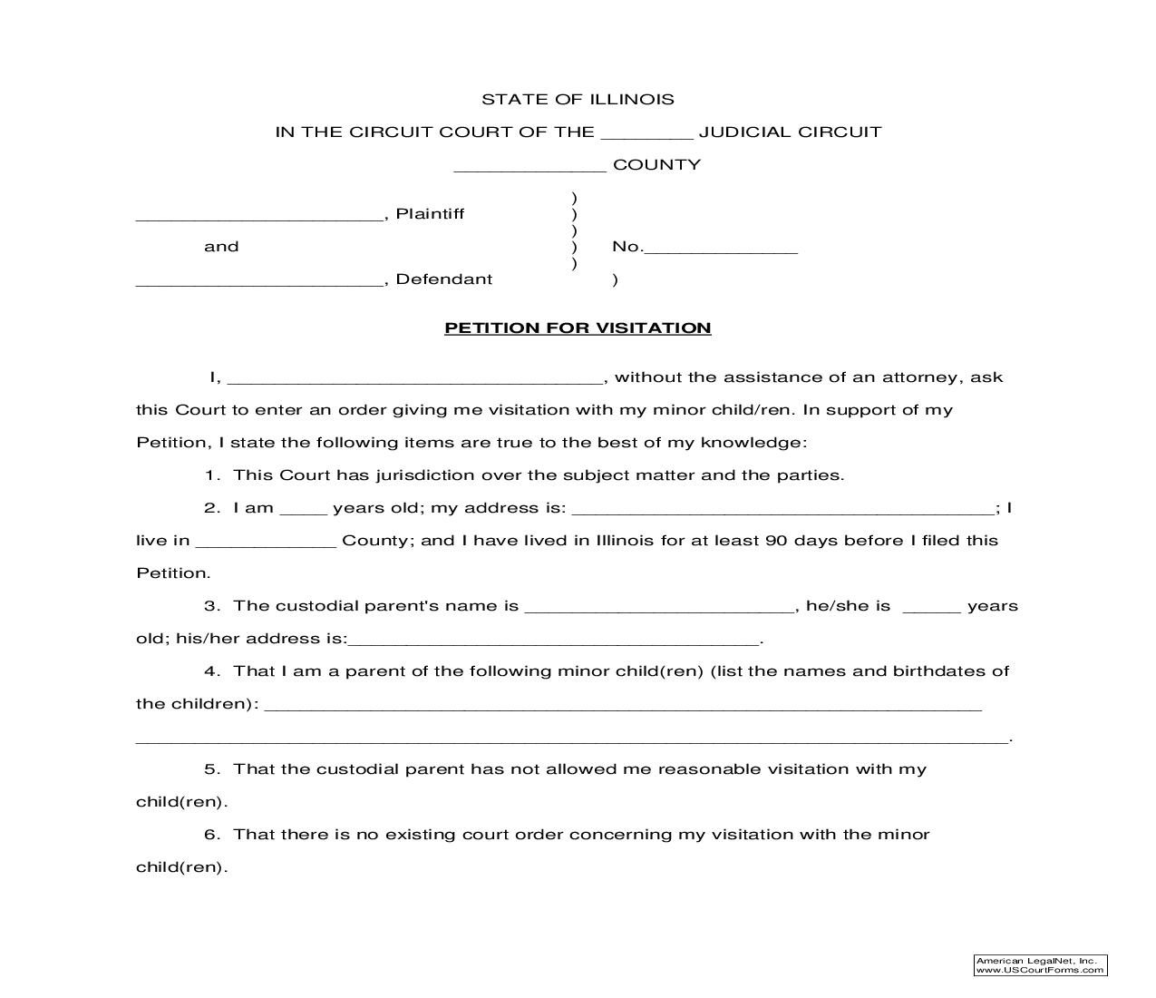 Petition For Visitation |  | Illinois