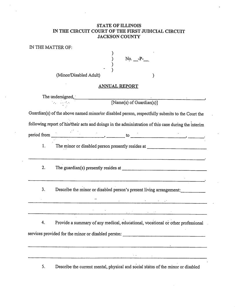 Annual Report (Guardian Of Minor-Disabled Adult) | Pdf Fpdf Docx | Illinois