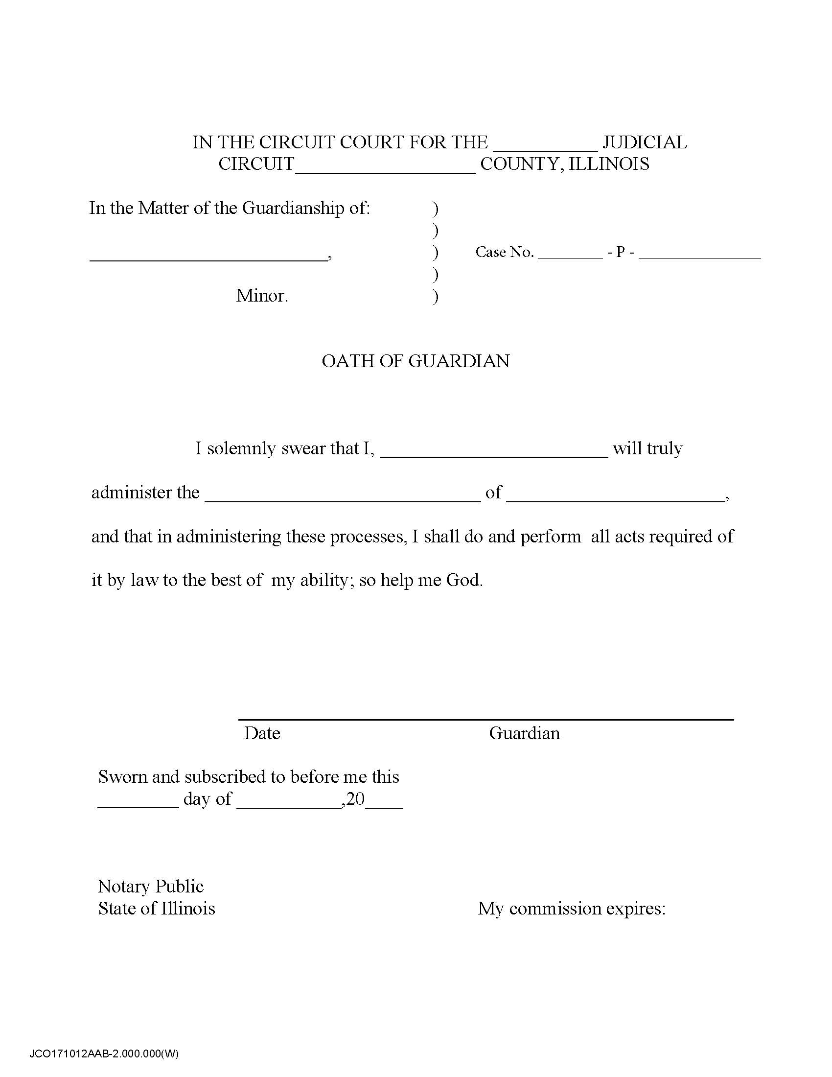 Oath Of Guardian (Of Minor) | Pdf Fpdf Docx | Illinois