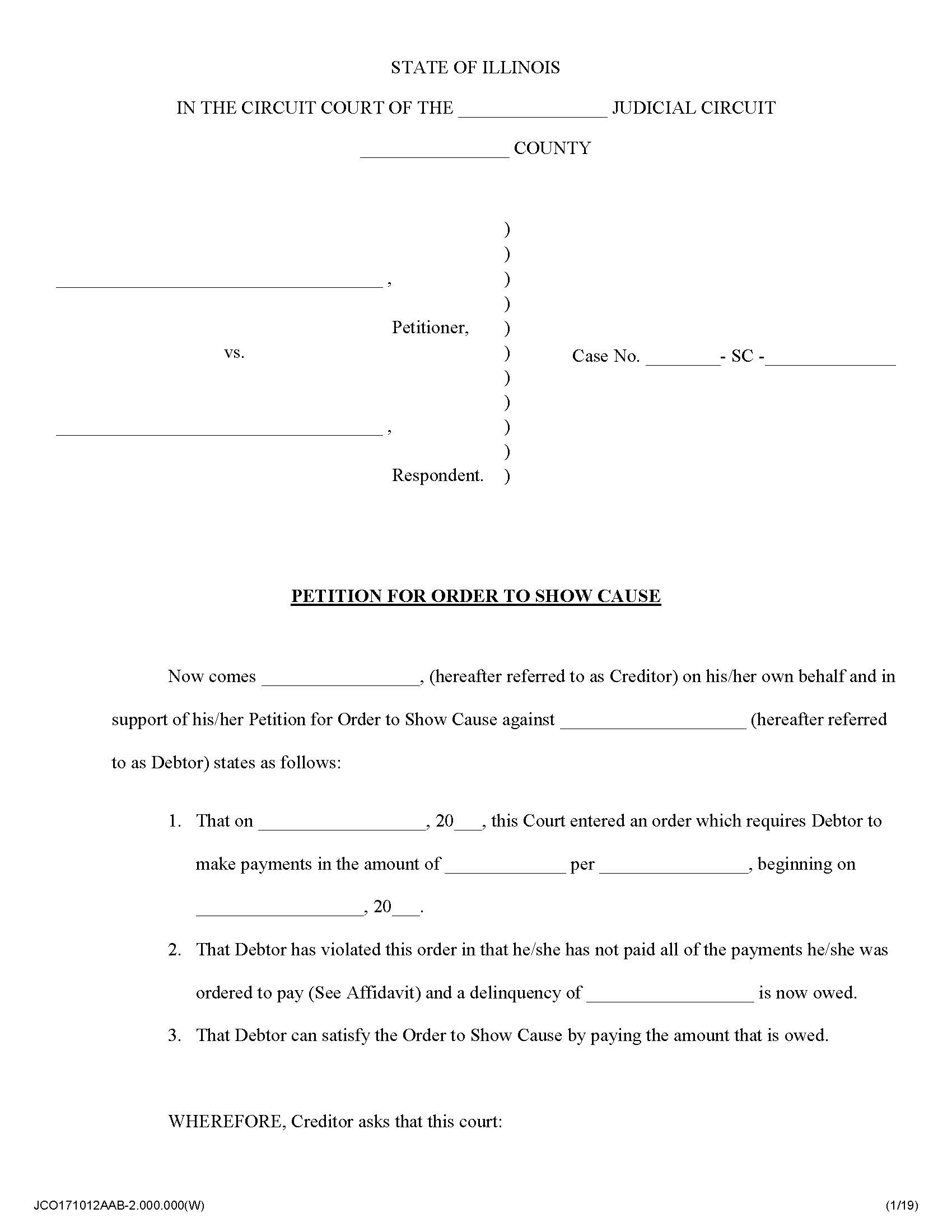 Petition For Order To Show Cause | Pdf Fpdf Docx | Illinois