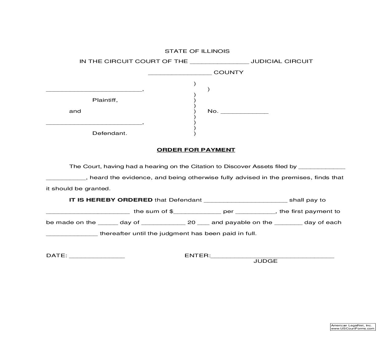 Order For Payment | Pdf Fpdf Doc Docx | Illinois