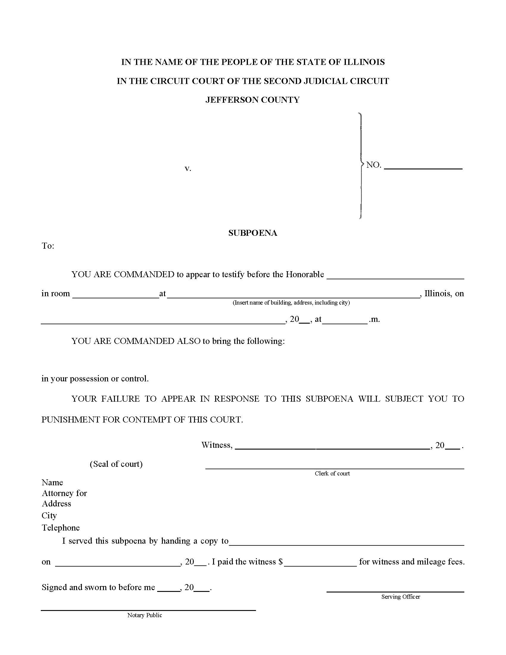 Subpoena | Pdf Fpdf Doc Docx | Illinois