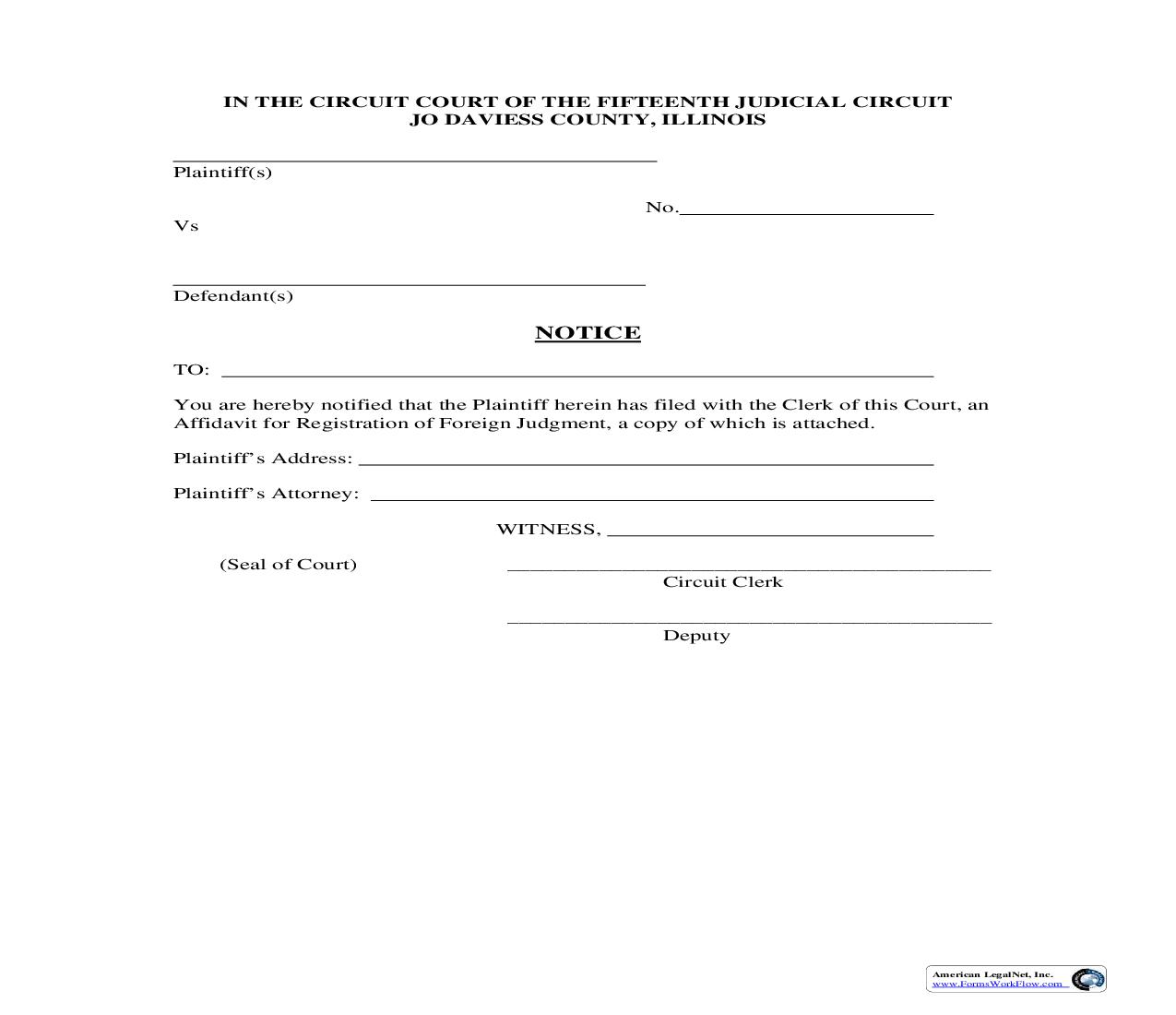 Notice (Foreign Judgment) | Pdf Fpdf Doc Docx | Illinois
