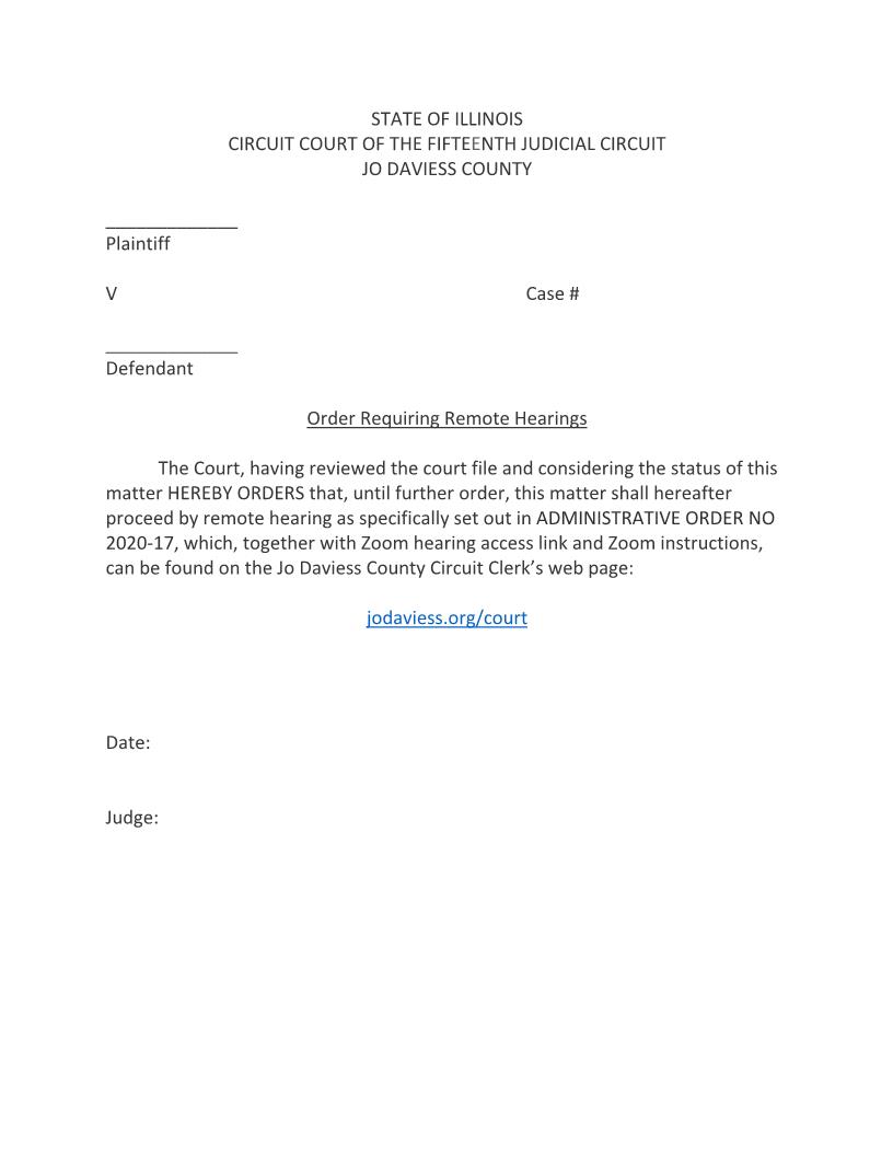 Order Requiring Remote Hearings | Pdf Fpdf Docx | Illinois