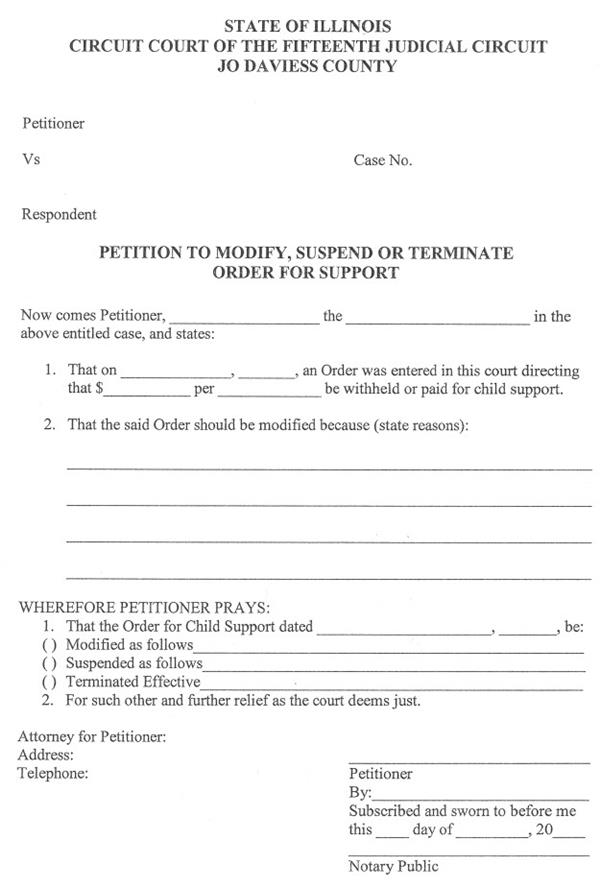 Petition To Modify Suspend Or Terminate Support | Pdf Fpdf Docx | Illinois