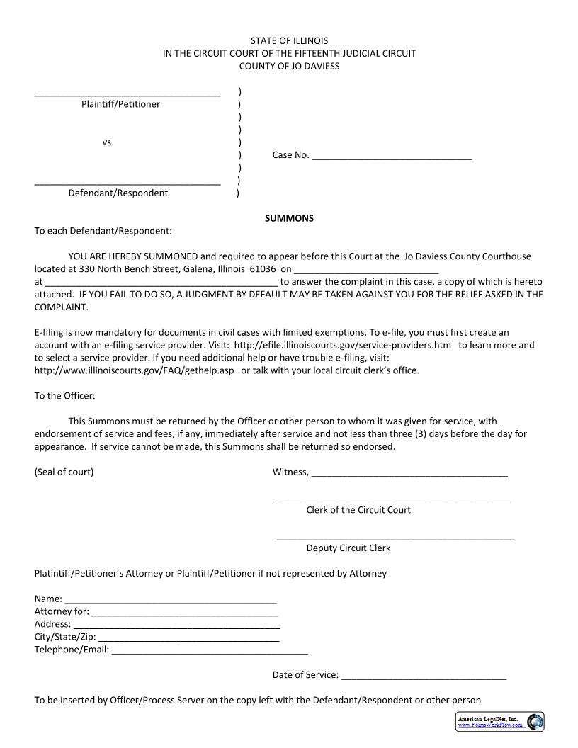 Summons Date Certain | Pdf Fpdf Docx | Illinois