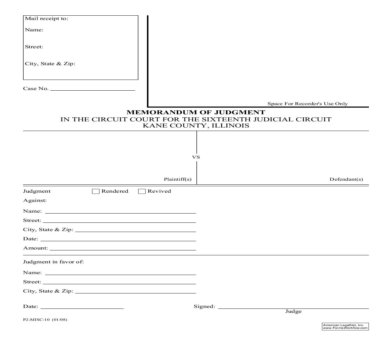 Memorandum Of Judgment {P2-MISC-10} | Pdf Fpdf Doc Docx | Illinois