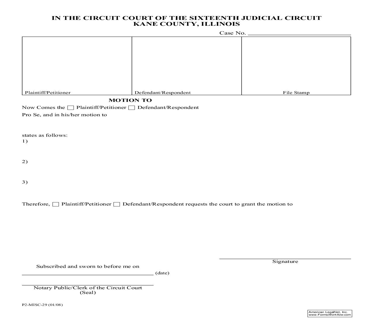 Motion To {P2-MISC-29} | Pdf Fpdf Doc Docx | Illinois