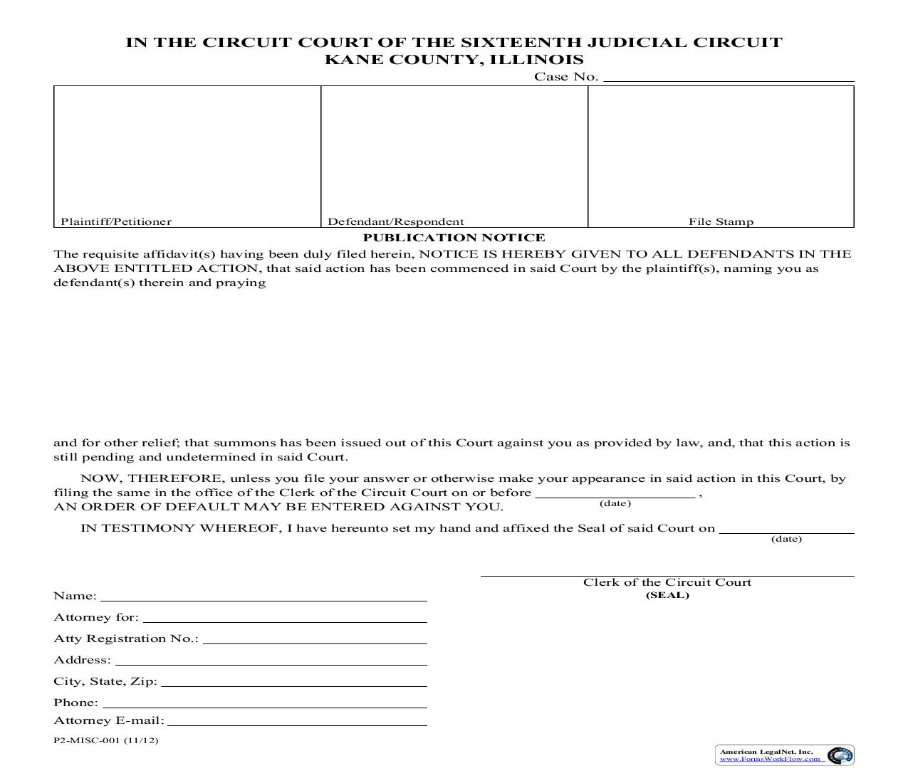 Publication Notice {P2-MISC-001} | Pdf Fpdf Doc Docx | Illinois