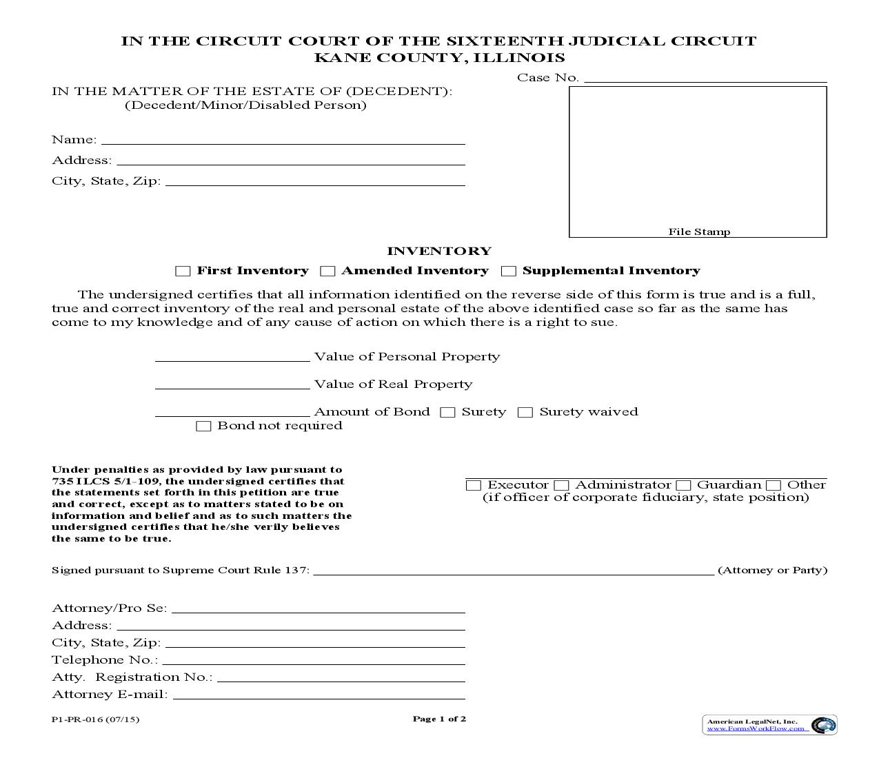 Inventory {P1-PR-016} | Pdf Fpdf Doc Docx | Illinois