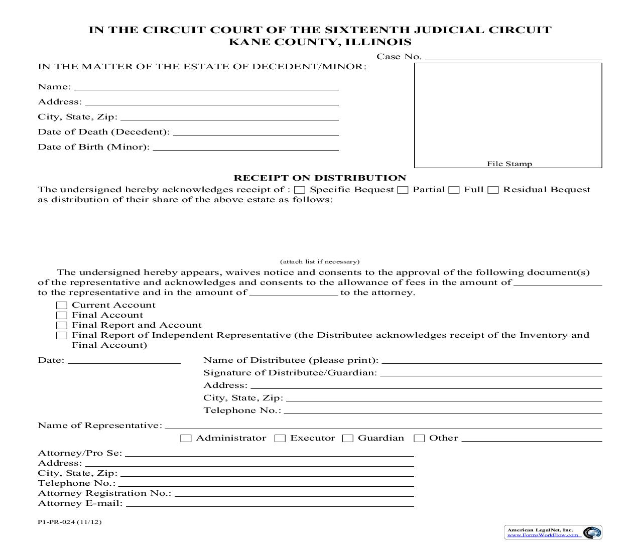 Receipt On Distribution {P1-PR-024} | Pdf Fpdf Doc Docx | Illinois