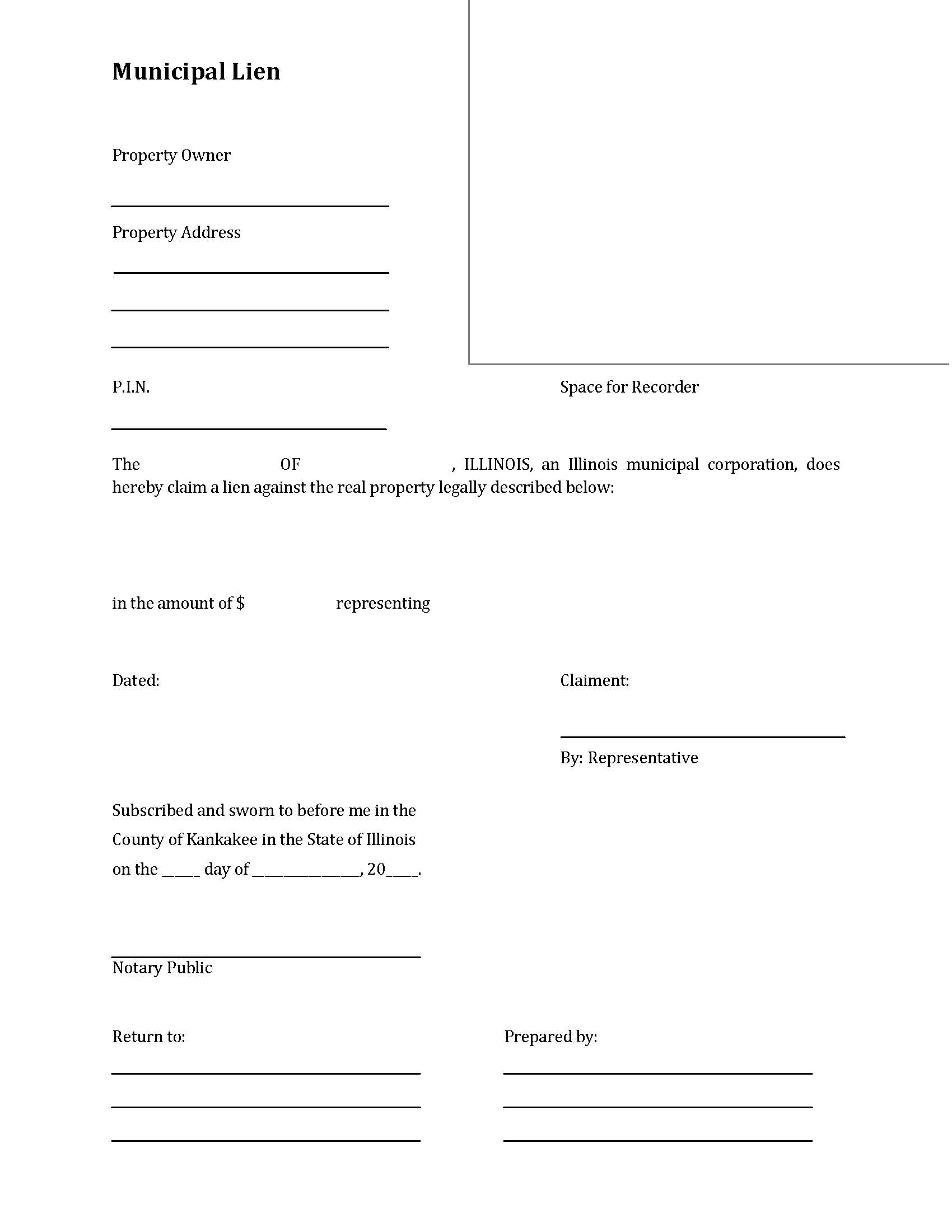 Municipal Lien | Pdf Fpdf Docx | Illinois