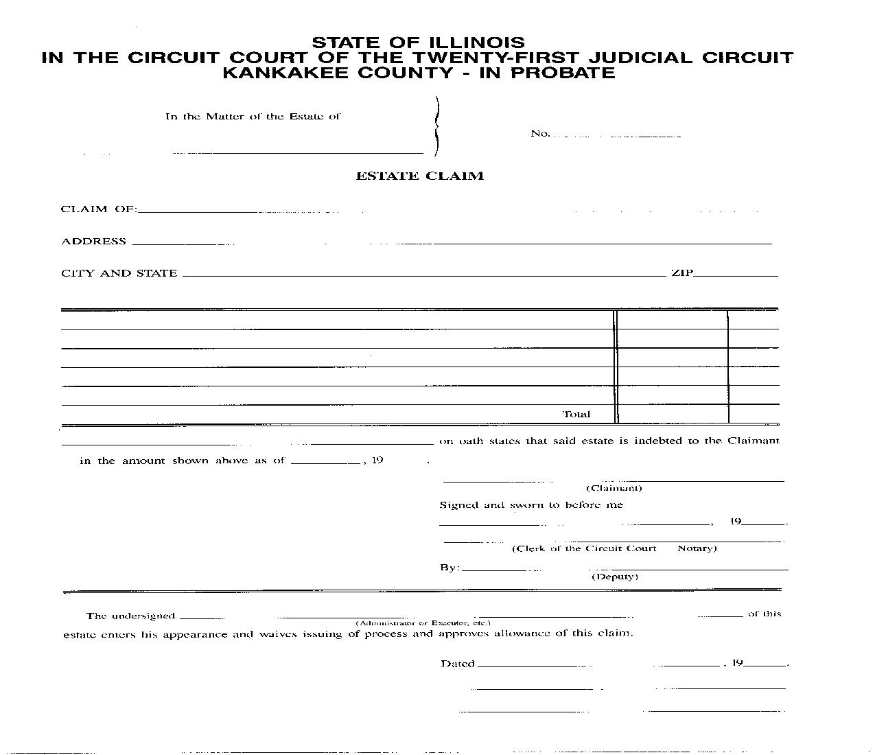 Estate Claim | Pdf Fpdf Doc Docx | Illinois