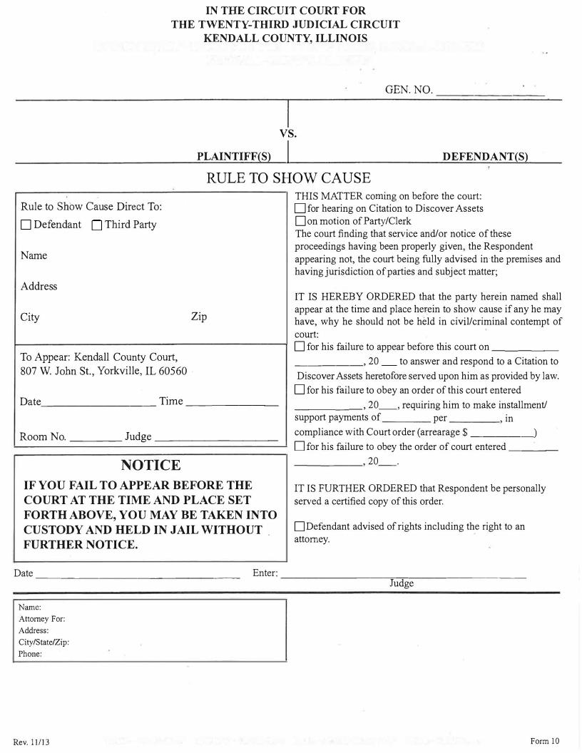 Rule To Show Cause {10} | Pdf Fpdf Doc Docx | Illinois