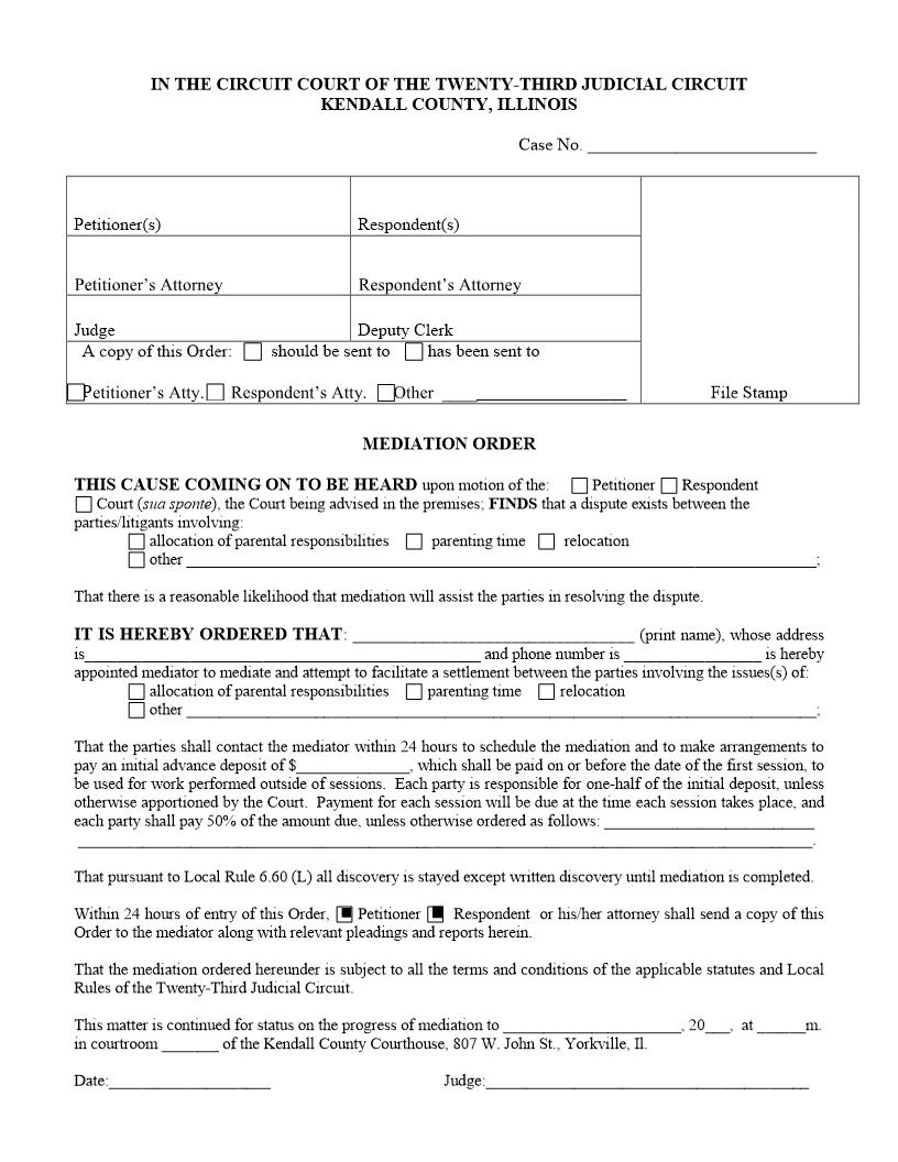 Mediation Order | Pdf Fpdf Docx | Illinois